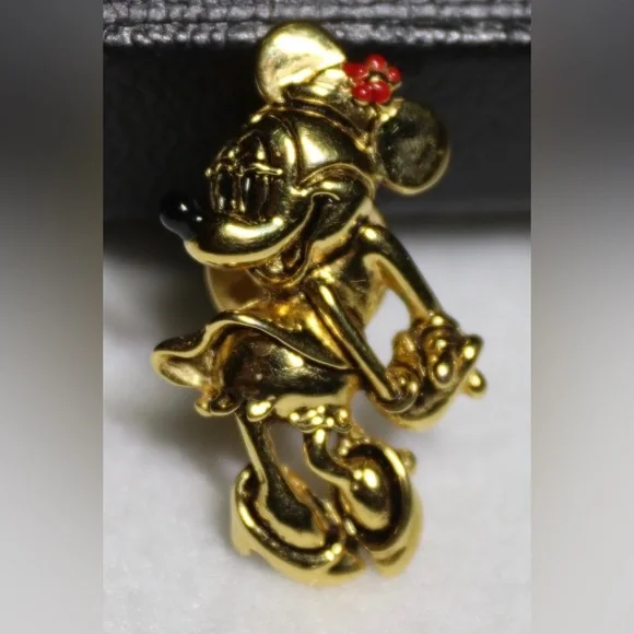 Napier Disney Pin Set Mickey Minnie Mouse Gold Tone Lapel Signed Vintage - Picture 4 of 9